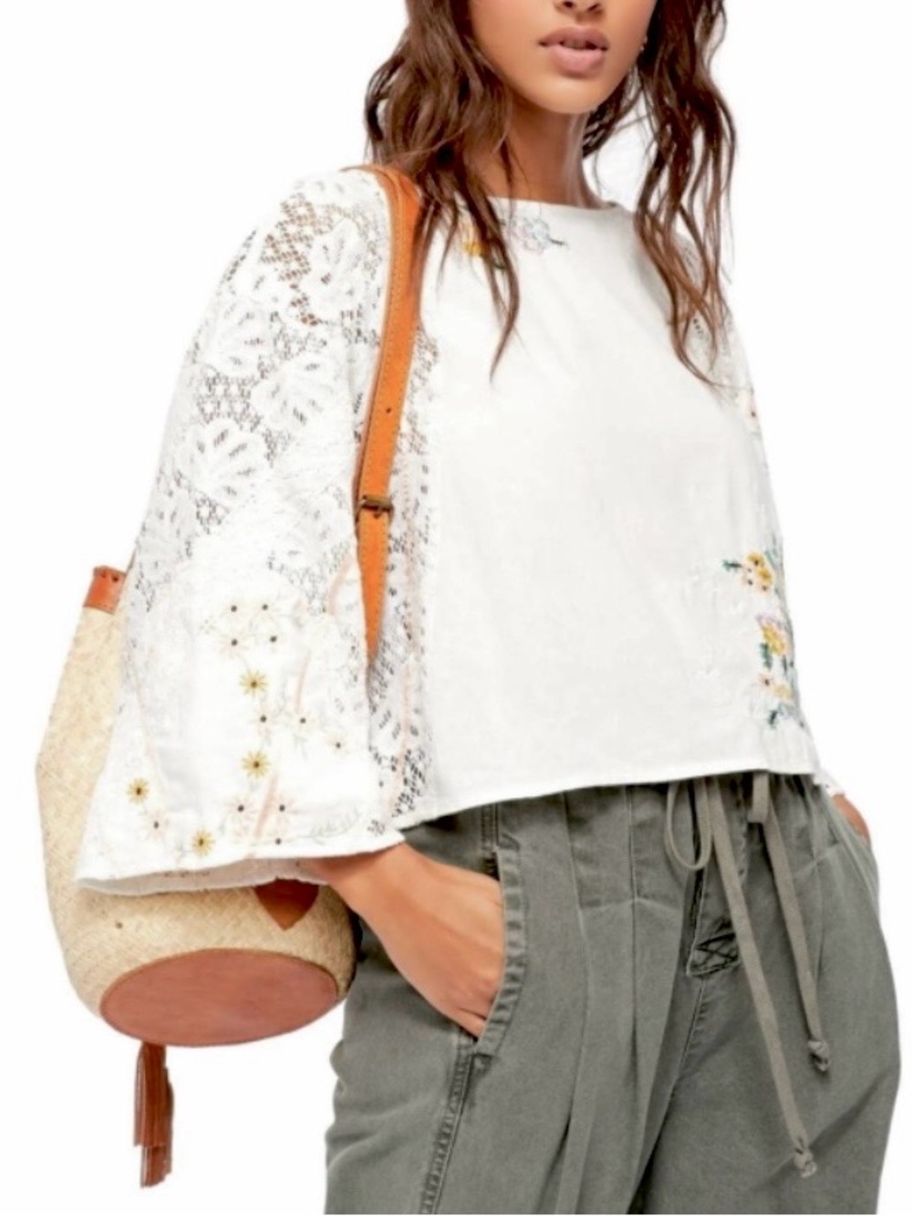 Free People Paris Picnic Patchwork Top Size XS